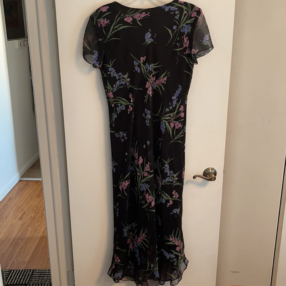Black Floral Chiffon Dress